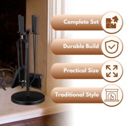 Marco Paul 5pc Fireside Accessory Set with Stand in Black - thumbnail 4