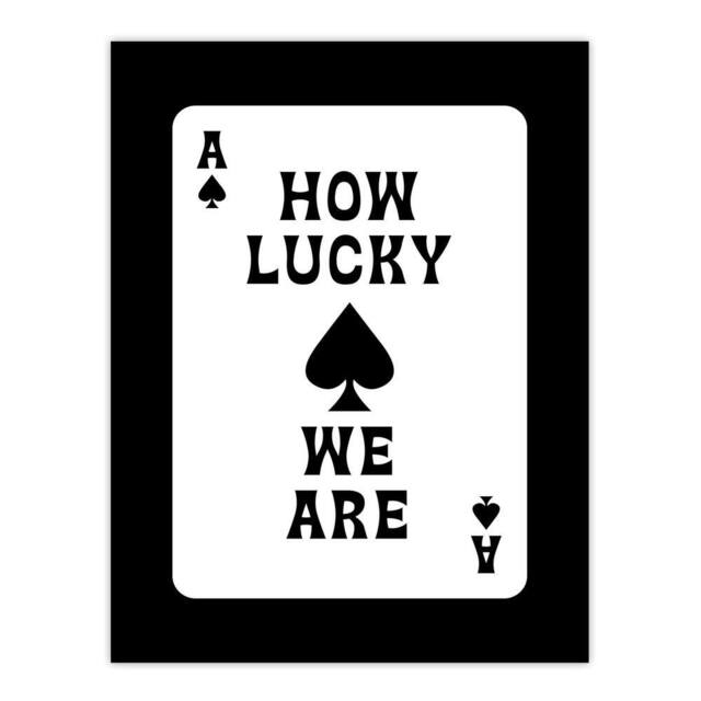 "Artery8 How Lucky We Are Ace Of Spades Card Design Wall Art Print in White - Size: W12"" x H16""" - image 1