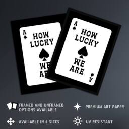 "Artery8 How Lucky We Are Ace Of Spades Card Design Wall Art Print in White - Size: W12"" x H16""" - thumbnail 2