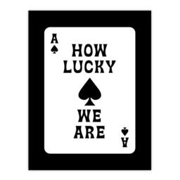 "Artery8 How Lucky We Are Ace Of Spades Card Design Wall Art Print in White - Size: W12"" x H16""" - thumbnail 1
