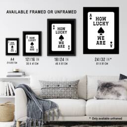 "Artery8 How Lucky We Are Ace Of Spades Card Design Wall Art Print in White - Size: W12"" x H16""" - thumbnail 3