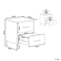 Wyld and Coco Green Steel Nightstand - 2 Drawer Bedside Table - thumbnail 3