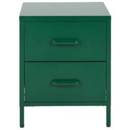 Wyld and Coco Green Steel Nightstand - 2 Drawer Bedside Table - thumbnail 4