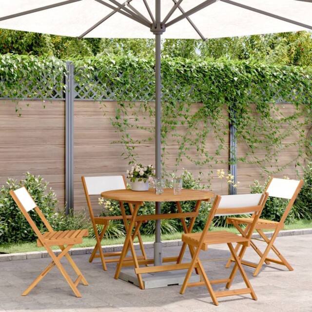 Berkfield Home 5 Piece Garden Dining Set Cream White Fabric & Solid Wood - image 1