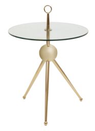 Orsina Clear Glass Gold Frame Side Table, Stylish Design End Table with Tripod Metal Legs, Rose Gold Corner Table - thumbnail 3