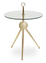 Orsina Clear Glass Gold Frame Side Table, Stylish Design End Table with Tripod Metal Legs, Rose Gold Corner Table - thumbnail 1