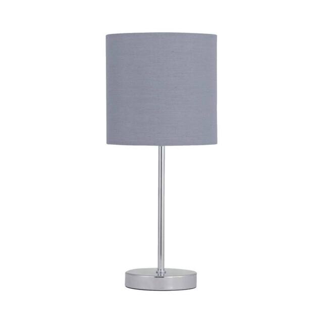 First Choice Lighting Chrome Touch Operated Table Lamp with Grey Cotton Shade in Silver - image 1