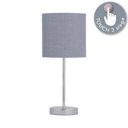 First Choice Lighting Chrome Touch Operated Table Lamp with Grey Cotton Shade in Silver - thumbnail 2