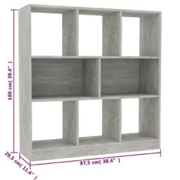 Berkfield Home Book Cabinet Concrete Grey 97.5x29.5x100 cm Engineered Wood - thumbnail 6