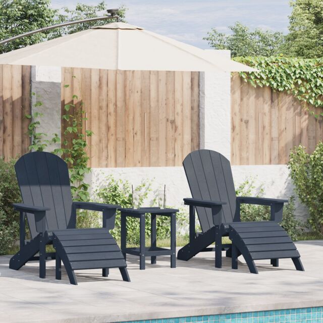 Berkfield Home Adirondack Chairs with Footrests 2 pcs Navy Blue HDPE - image 1