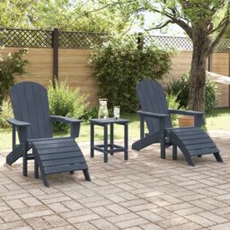 Berkfield Home Adirondack Chairs with Footrests 2 pcs Navy Blue HDPE - thumbnail 3