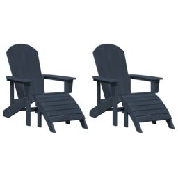Berkfield Home Adirondack Chairs with Footrests 2 pcs Navy Blue HDPE - thumbnail 2