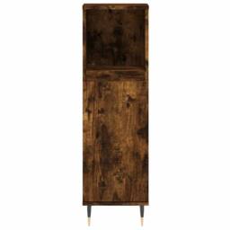 Berkfield Home Durable Bathroom Cabinet Smoked Oak 30x30x100 cm Engineered Wood in Brown - Size: 30 x 30 x 100 cm - thumbnail 5