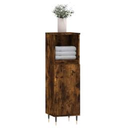Berkfield Home Durable Bathroom Cabinet Smoked Oak 30x30x100 cm Engineered Wood in Brown - Size: 30 x 30 x 100 cm