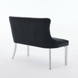 HomeTouch Home Touch Velvet Double Dining Bench Loveseat with Chrome Steel Legs in Black - Size: 1 Pack - thumbnail 7