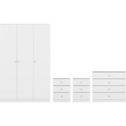 Seconique Denver 3 Door Wardrobe Bedroom Set in White - thumbnail 1