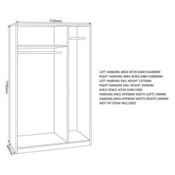 Seconique Denver 3 Door Wardrobe Bedroom Set in White - thumbnail 9