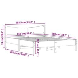 Berkfield Home Beautiful Bed Frame without Mattress White 150x200 cm King Size S - thumbnail 9