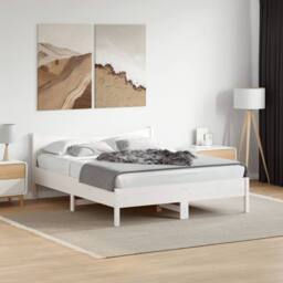 Berkfield Home Beautiful Bed Frame without Mattress White 150x200 cm King Size S - thumbnail 2