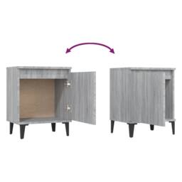 Berkfield Home Sturdy Bed Cabinets with Metal Legs 2 pcs Grey Sonoma 40x30x50 cm - Size: 40 x 30 x 50 cm - thumbnail 6