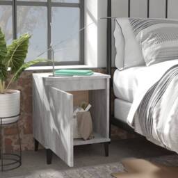 Berkfield Home Sturdy Bed Cabinets with Metal Legs 2 pcs Grey Sonoma 40x30x50 cm - Size: 40 x 30 x 50 cm - thumbnail 1