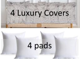 Luxury Living Luxurious Chenille Cushions Set of 4 - Soft Plush Fibre Pads, classic Colours for Sofa & Bed Décor in Silver - Size: 45 cm x 45 cm - thumbnail 2