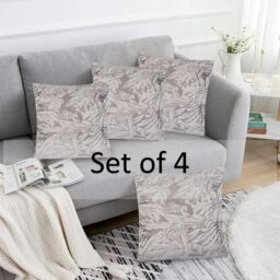Luxury Living Luxurious Chenille Cushions Set of 4 - Soft Plush Fibre Pads, classic Colours for Sofa & Bed Décor in Silver - Size: 45 cm x 45 cm - thumbnail 3