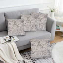 Luxury Living Luxurious Chenille Cushions Set of 4 - Soft Plush Fibre Pads, classic Colours for Sofa & Bed Décor in Silver - Size: 45 cm x 45 cm