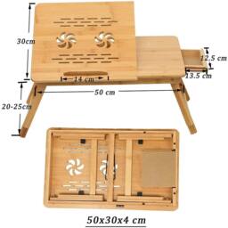 Havendro Bamboo Folding Laptop Stand Angle Bed Tray Table in Brown - thumbnail 2