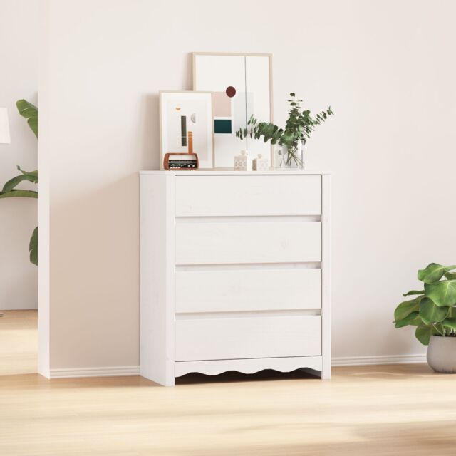 "Berkfield Home Chest of Drawers ""DRAMMEN"" White 76, 5x40x91 cm Solid Wood Pine - Size: 5 x 40 x 91 cm" - image 1
