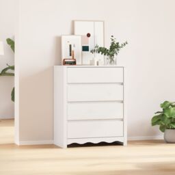 "Berkfield Home Chest of Drawers ""DRAMMEN"" White 76, 5x40x91 cm Solid Wood Pine - Size: 5 x 40 x 91 cm" - thumbnail 1