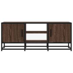 Berkfield Home TV Cabinet Brown Oak 100x35x41 cm Engineered Wood & Metal - Size: 100 x 35 x 41 cm - thumbnail 4