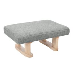 Living and Home Linen Upholstered Footstool with Wooden Legs in Grey - thumbnail 3