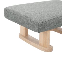 Living and Home Linen Upholstered Footstool with Wooden Legs in Grey - thumbnail 4