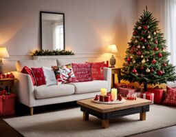 Luxury Living Christmas Cat Decorative Cushion Cover 45cm x 45cm in Red - Size: 45 cm x 45 cm - thumbnail 3