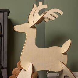 Samuel Alexander 50cm Battery Operated Light up 3D Wooden Christmas Reindeer with 31 Warm White LEDs in Brown - thumbnail 5