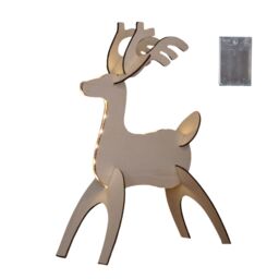 Samuel Alexander 50cm Battery Operated Light up 3D Wooden Christmas Reindeer with 31 Warm White LEDs in Brown - thumbnail 8