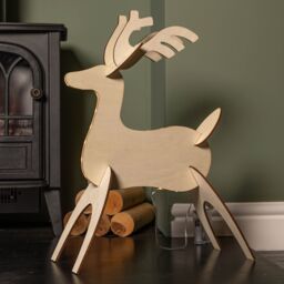 Samuel Alexander 50cm Battery Operated Light up 3D Wooden Christmas Reindeer with 31 Warm White LEDs in Brown - thumbnail 4