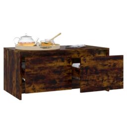 Berkfield Home Coffee Table Smoked Oak 90x50x41.5 cm Engineered Wood in Brown - thumbnail 4
