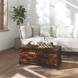 Berkfield Home Coffee Table Smoked Oak 90x50x41.5 cm Engineered Wood in Brown - thumbnail 1