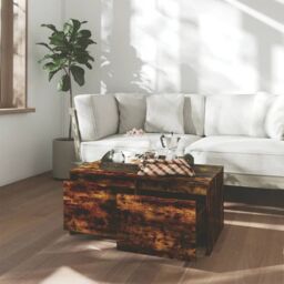 Berkfield Home Coffee Table Smoked Oak 90x50x41.5 cm Engineered Wood in Brown - thumbnail 3
