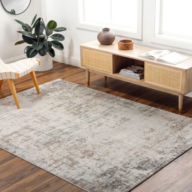 Livabliss Roma-Abstract Gray Blue Brown Modern Marble Living Dining Bedroom Rug in Dark Brown - Size: 160 cm x 215 cm - image 1