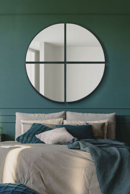 "MirrorOutlet New Black XL Circular Metal Wall Mirror 54"" X 54"" (140 x 140CM) - Size: 1 Pack" - image 1