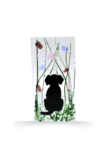 Sienna Glass Handmade Fused Glass - Tea Light Holder - Dog - Violet - image 1