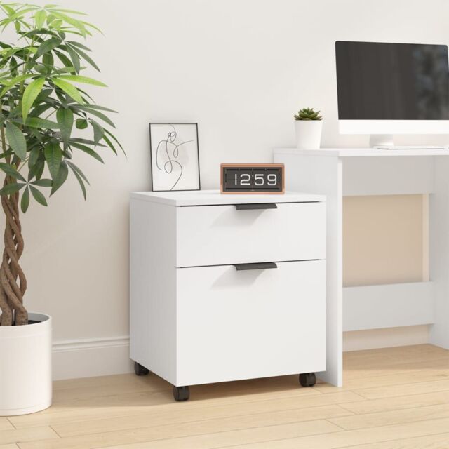 Berkfield Home Mobile File Cabinet with Wheels White 45x38x54 cm Engineered Wood - Size: 45 x 38 x 54 cm - image 1