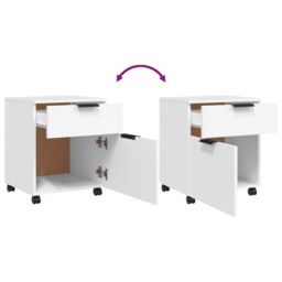Berkfield Home Mobile File Cabinet with Wheels White 45x38x54 cm Engineered Wood - Size: 45 x 38 x 54 cm - thumbnail 6