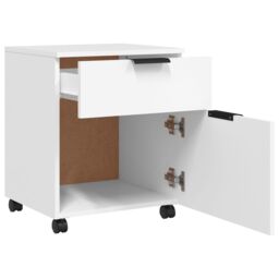 Berkfield Home Mobile File Cabinet with Wheels White 45x38x54 cm Engineered Wood - Size: 45 x 38 x 54 cm - thumbnail 4