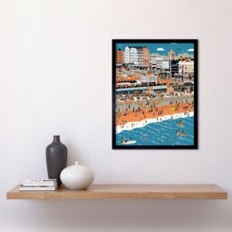 "Artery8 Wall Art Print Brighton Beach & Palace Pier Modern Abstract Art Framed in Black - Size: W12"" x H16""" - thumbnail 2