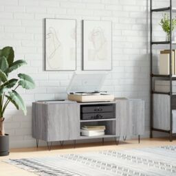 Berkfield Home Record Cabinet Grey Sonoma 121x38x48 cm Engineered Wood - Size: 121 x 38 x 48 cm