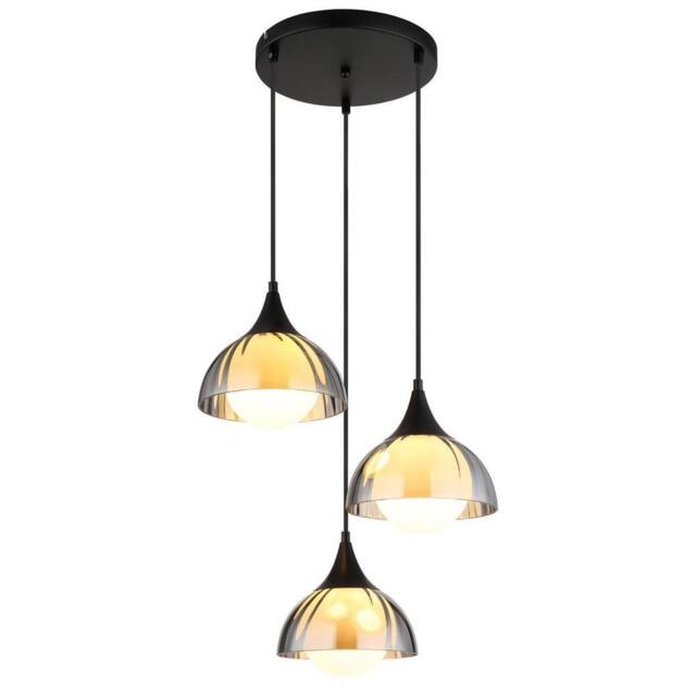 Netlighting Eva Cluster Pendant Ceiling Light Matt Black Smoke Glass Shade 3x G9 - image 1